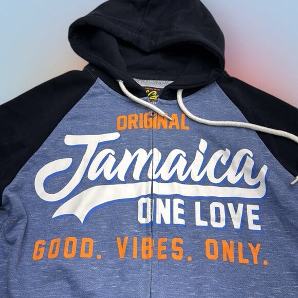 JAMAICA Men’s Medium Full Zip Blue Hoodie Sweatshirt - Picture 2 of 4